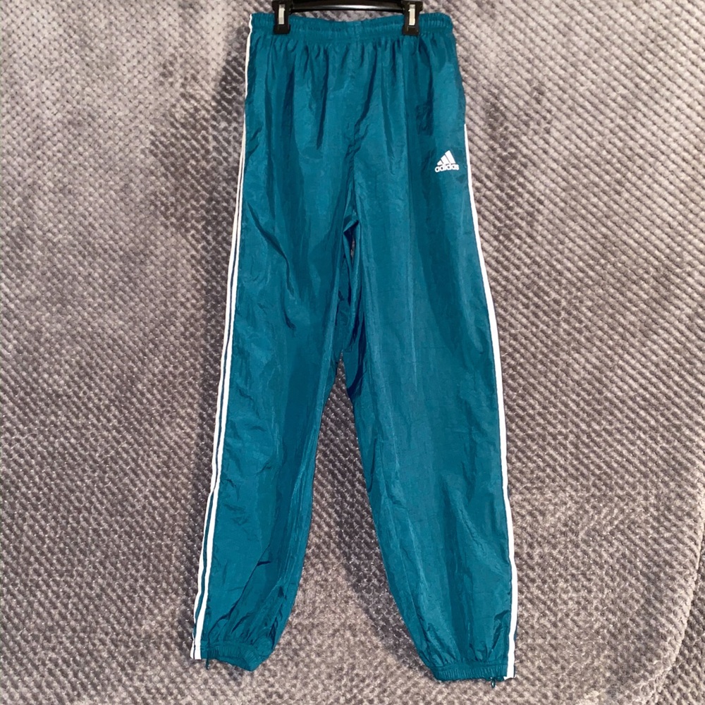 Adidas vintage teal color windbreaker pants L